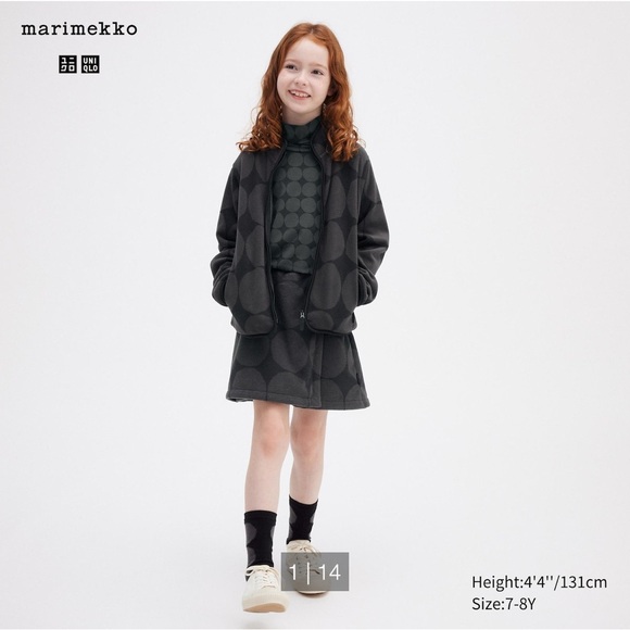 Uniqlo X Marimekko Fleece Printed Full-Zip Jacket (Stones) size 7-8 (130 cm) - Picture 1 of 6